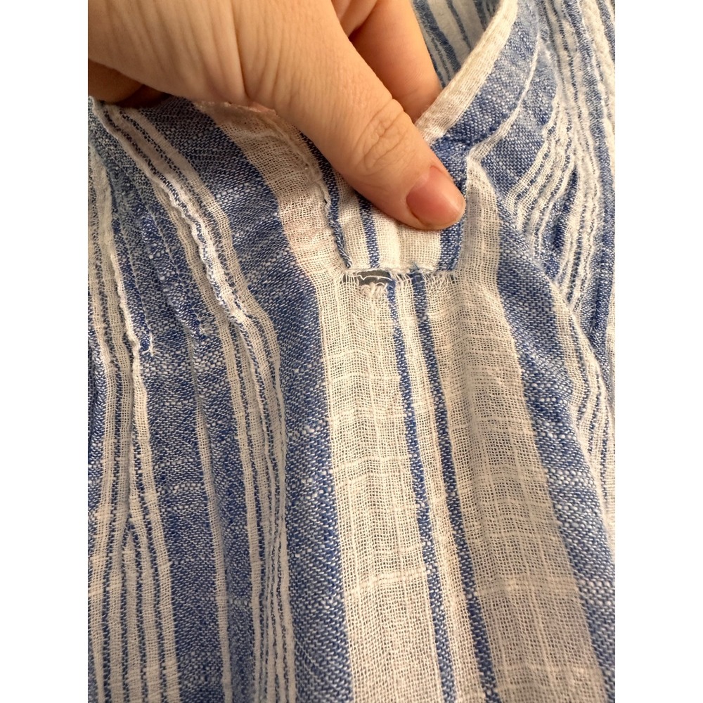 Roller Rabbit Blue White Striped Fringe Tassel Tunic Dress XS Boho Coastal AS IS - Picture 3 of 5